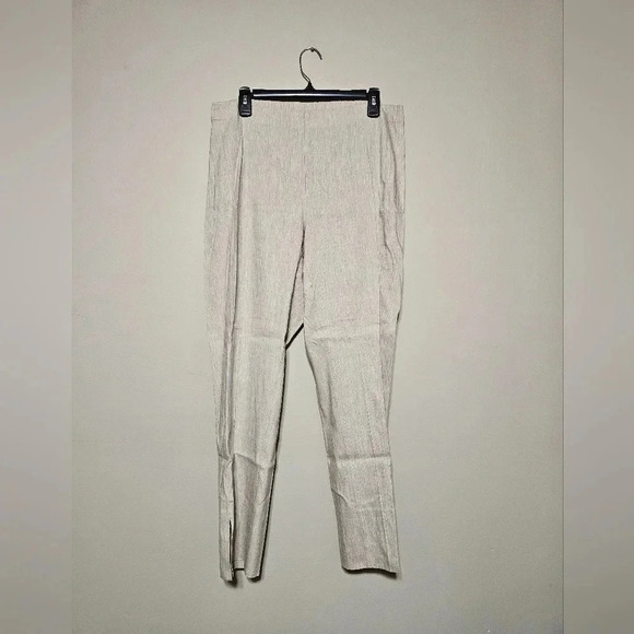 J. Jill Linen Stretch Capri Pants Women’s Size Medium Tall Beige Elastic Waist - Picture 1 of 8